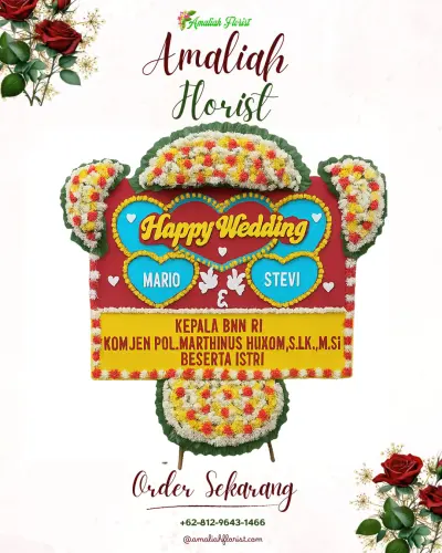 Karangan Papan Bunga Pernikahan di Antiga Kelod